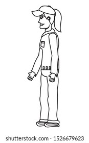 female young mechanic worker avatar character vector illustration design