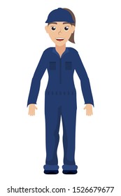 female young mechanic worker avatar character vector illustration design