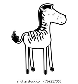 female zebra cartoon with closed eyes expression in black silhouette with thick contour