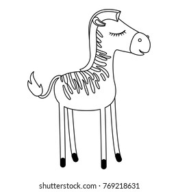 female zebra cartoon with closed eyes expression in monochrome silhouette