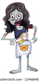 A female zombie on white background illustration