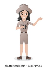 Female Zookeeper / Zoologist Holding Binocular 