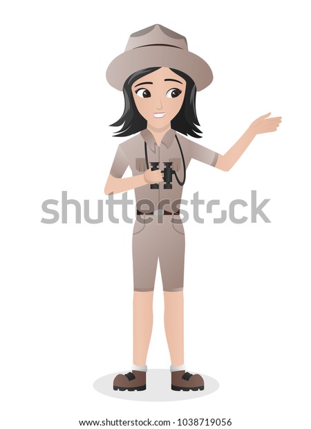 Female Zookeeper Zoologist Holding Binocular Stock Vector (Royalty Free ...