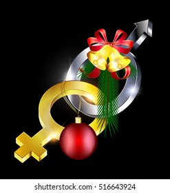 female-male with Christmas