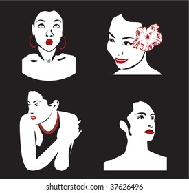 Females in black background