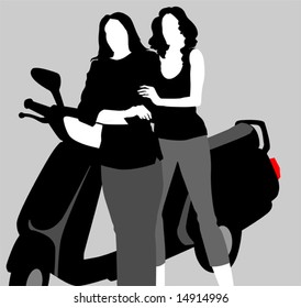 females coming in scooter	