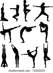 Females in yoga poses