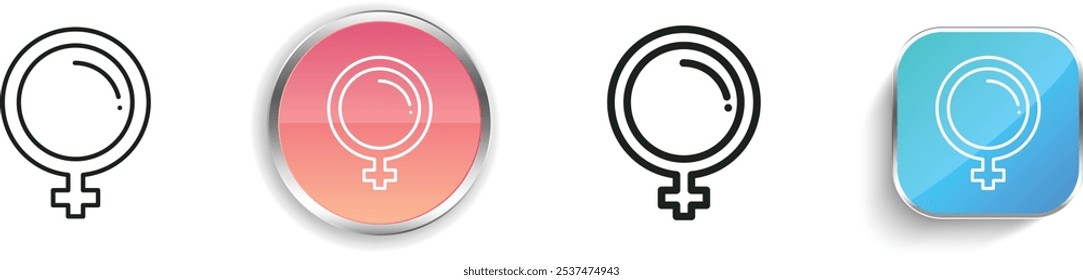 femenine icon. Thin Linear, Regular and Button Style Design Isolated On White Background