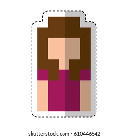 femenine pixelated avatar character icon vector illustration design