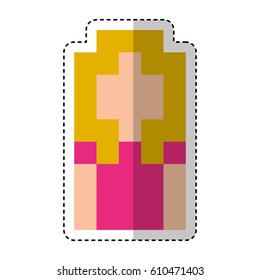 femenine pixelated avatar character icon vector illustration design