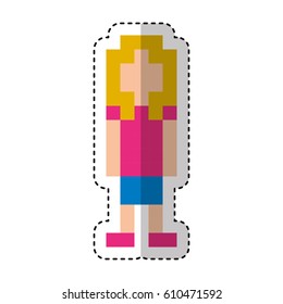 femenine pixelated avatar character icon vector illustration design