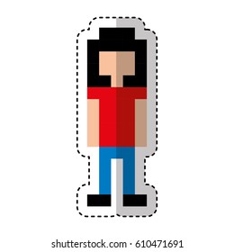 femenine pixelated avatar character icon vector illustration design