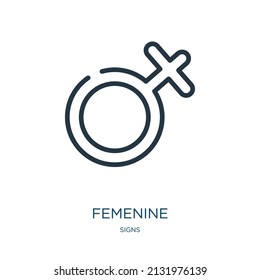 femenine thin line icon. fashion, woman linear icons from signs concept isolated outline sign. Vector illustration symbol element for web design and apps.