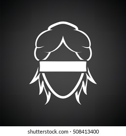 Femida head icon. Black background with white. Vector illustration.