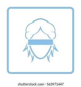 Femida head icon. Blue frame design. Vector illustration.