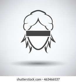 Femida head icon on gray background with round shadow. Vector illustration.