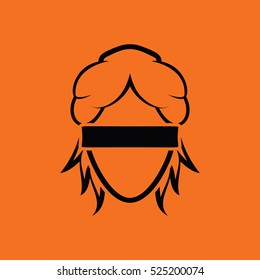 Femida head icon. Orange background with black. Vector illustration.