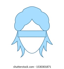 Femida Head Icon. Thin Line With Blue Fill Design. Vector Illustration.