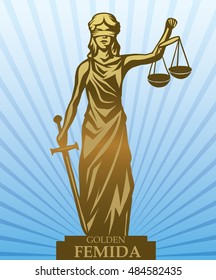 Femida - lady justice,  graphic vector illustration