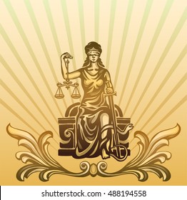 Femida - lady justice,  graphic vector illustration