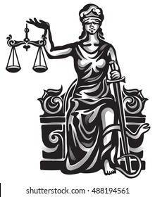 Femida - lady justice,  graphic vector illustration