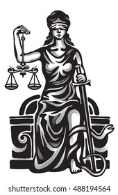 Femida - lady justice,  graphic vector illustration