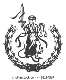 Femida - lady justice,  graphic vector illustration