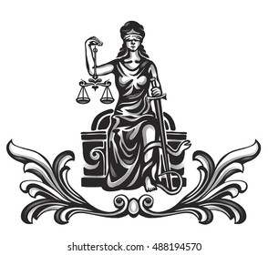 Femida - Lady Justice,  Graphic Vector Illustration