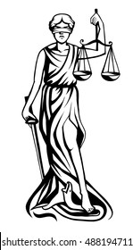 Femida - lady justice,  graphic vector illustration