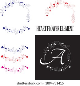 feminim heart flower element vector