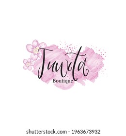 Feminine Badge. Beautiful Badge For Branding And Card Composition Design Concept. Brand Name, Shop Name For Boutique, Cosmetics Shop Etc.