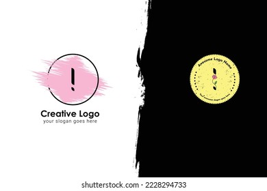 Feminine badge I letter logo. Elegant watercolor background logo with round frame. Beautiful badge for branding and card composition design concept. Letter logo with flower.