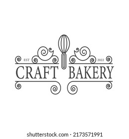 Feminine Bakery Logo Design Retro Bakery Bake and Cake Pastry Simple Homemade Badge Template