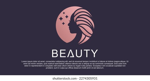 Feminine beauty logo design with luxury cool gradient color Premium Vektor