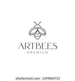 feminine bee lines logo design