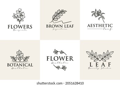 Feminine Botanical Aesthetic Beauty Logo Template