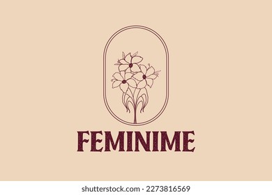 FEMININE botanical flower logo design