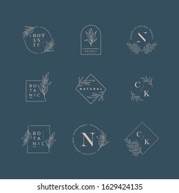 feminine botanical icon logo design 