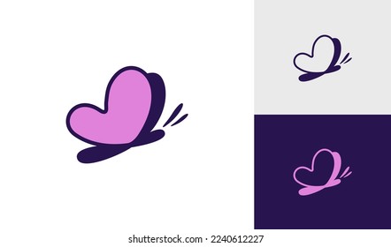 Feminine butterfly logo with heart shape