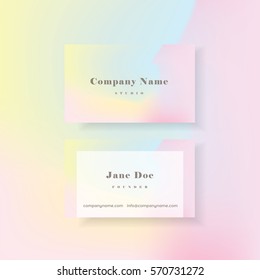 Feminine colorful vibrant holographic business card template in minimal style