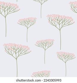 Patrón femenino y delicado sin fisuras con flores dibujadas a mano. El estilo es plano y los colores pastel. Utilícelo para textiles, 
ropa de cama, papel pintado. 