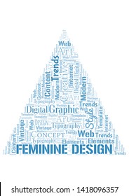 Feminine Design word cloud. Wordcloud made with text only.