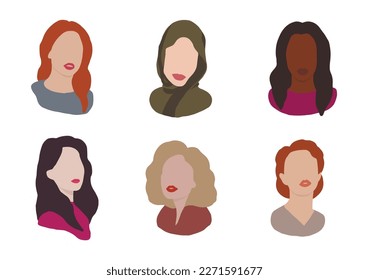 Feminine diversity, sisterhood or feminist union. Women of different cultures and nationalities.
