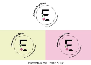 Feminine E Letter Logo, moderne minimalistische und florale Badge Vorlagen für Branding, Identität, Boutique, Salon Vektor. Einfach floraler E-Letter Logo Design Vektor.
