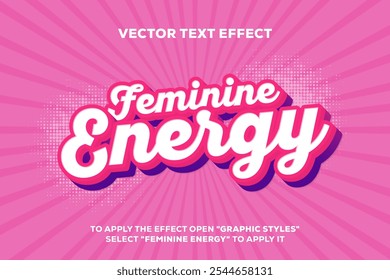 feminine energy vector text effect is fully editable