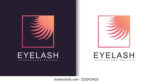 Feminine eyelash logo design and gradient color style Premium Vektor
