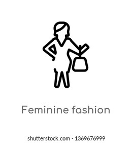 feminine fashion vector line icon. Simple element illustration. feminine fashion outline icon from woman clothing concept. Can be used for web and mobile