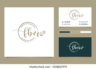 Feminine FB Initials logo collection  with business card template.