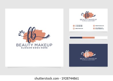 Feminine FB Initials Logo-Sammlung mit Visitenkartenvorlage.