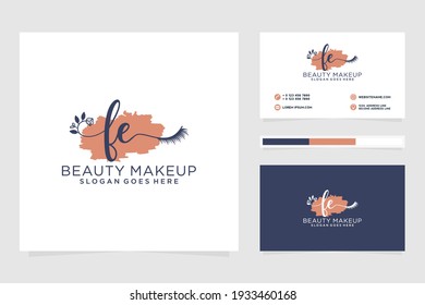 Feminine FE Initials logo collection  with business card template.